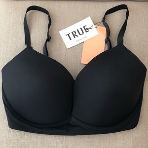 NWT True and Co Black Body Wire Free Bra 34 DD New